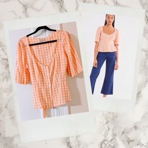 Urban Outfitters ▪ Penrose Linen Button Peplum Top